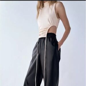 Zara Cream and Black Crop Top